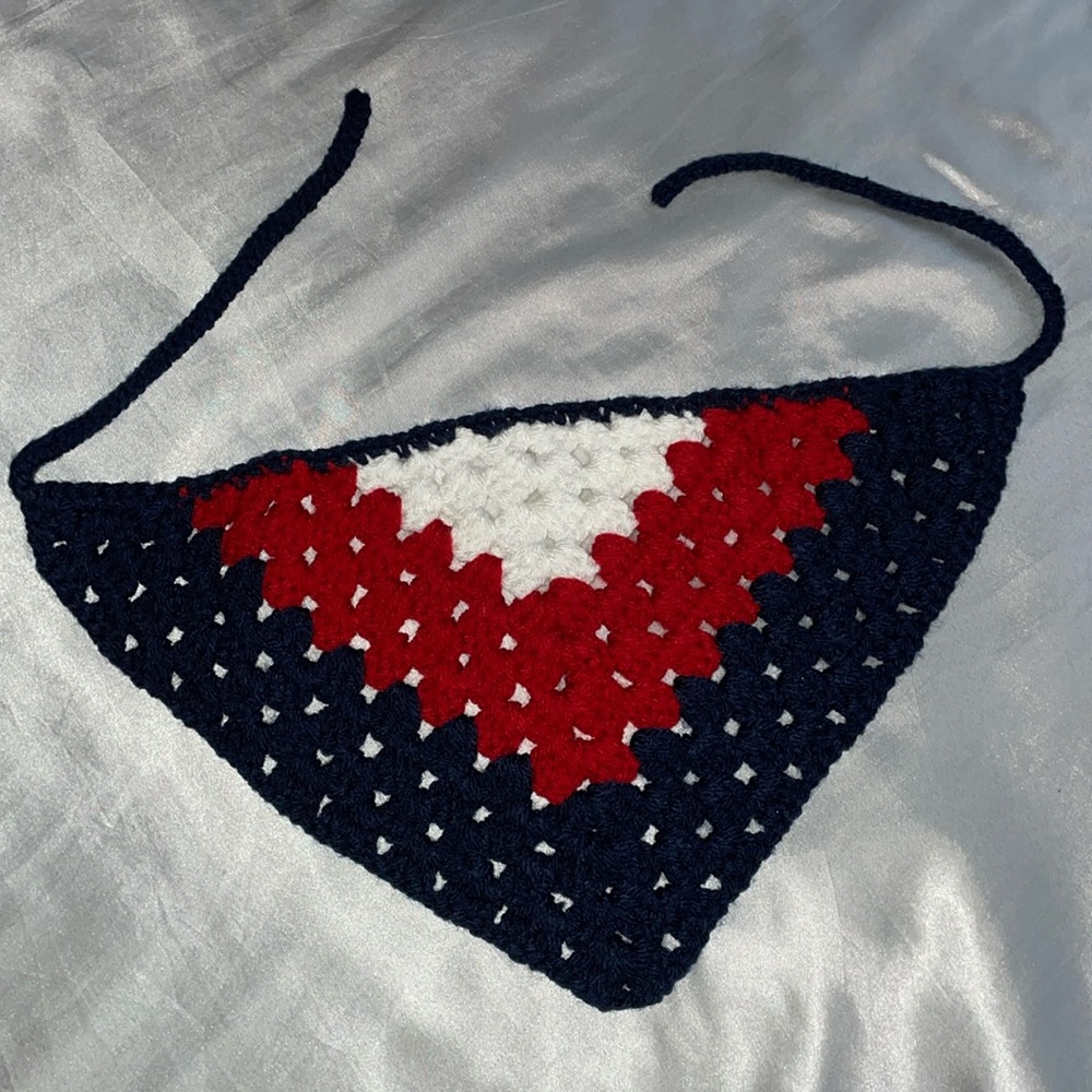 Crochet american flag color bandanna ❤️🤍💙